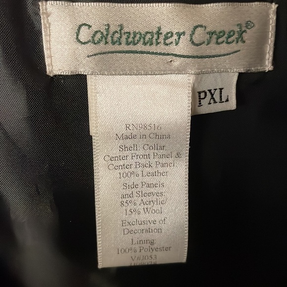 🖤😎Coldwater Creek | Black Leather Embroidered Sweater Jacket Size Petite XL - Picture 8 of 9